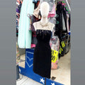 Vestido negro corto con decorado en zizag