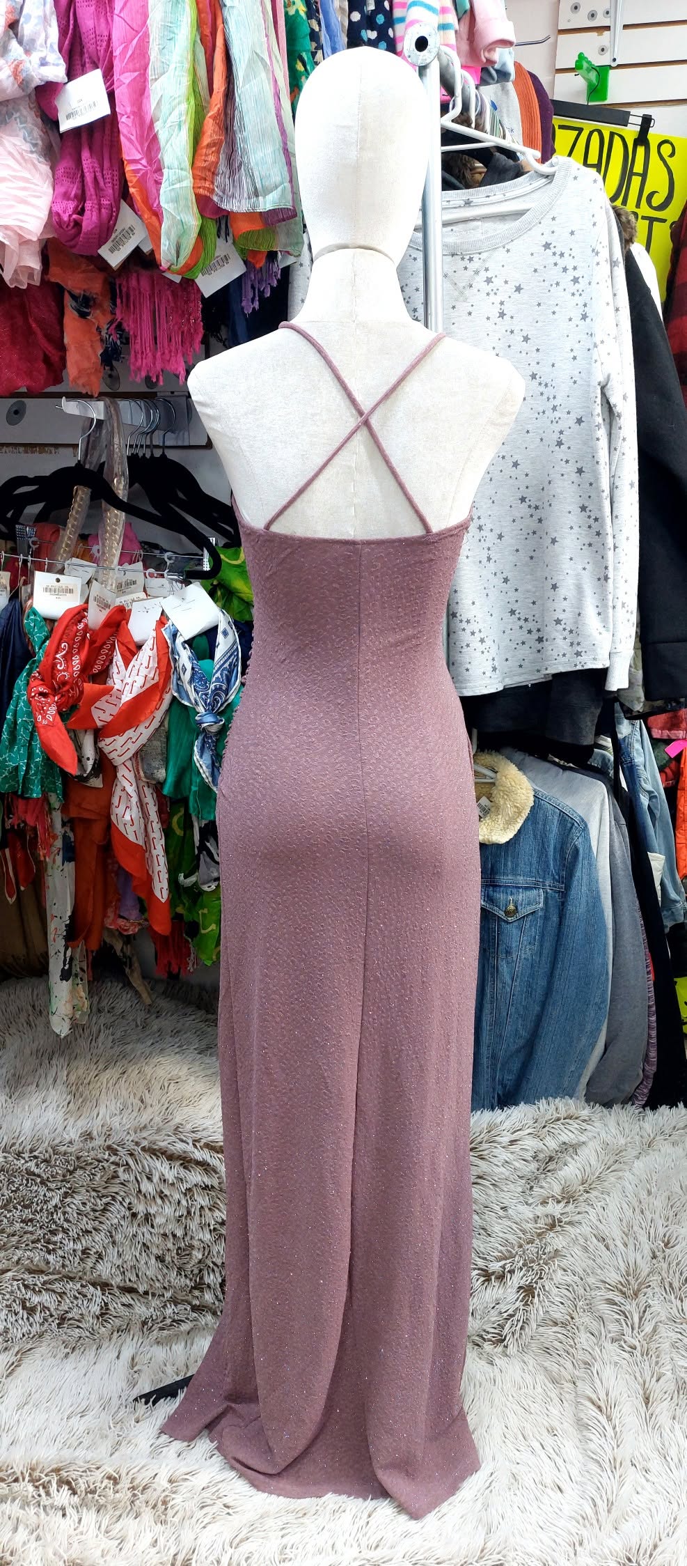 Vestido palo de rosa brilloso