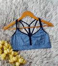 TOP AZUL MATIZADO CON TIRANTES AZUL MARINO
