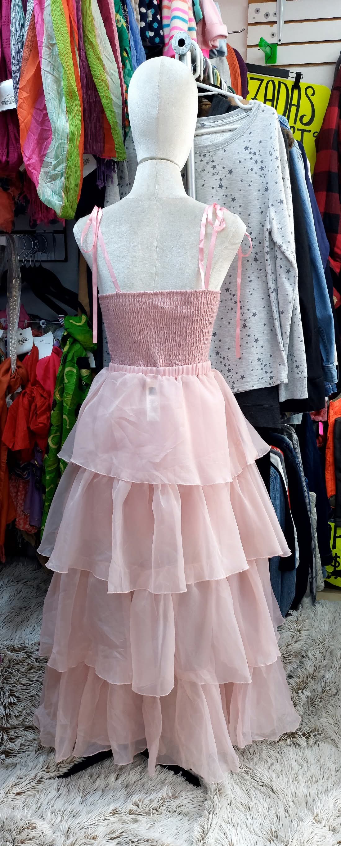 Vestido rosa con falda montable