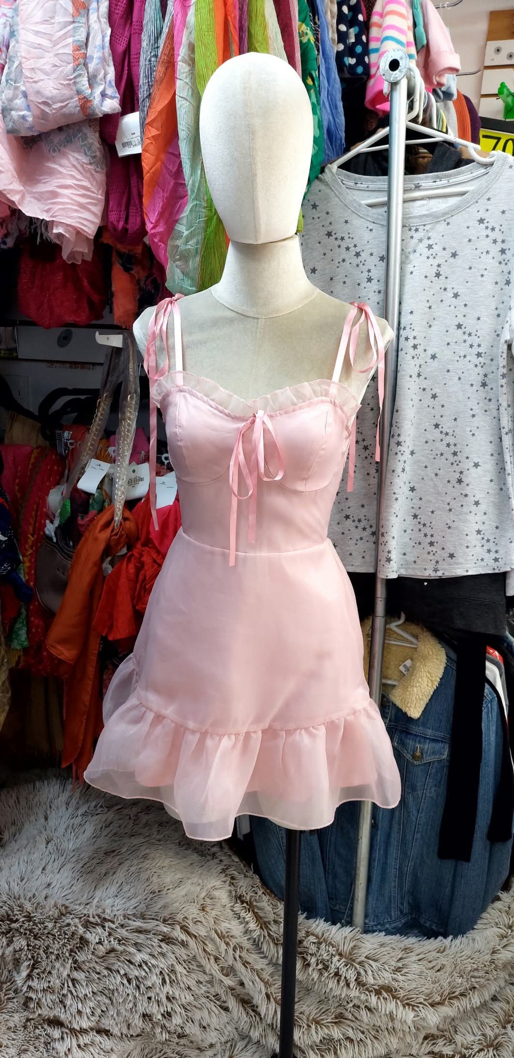 Vestido rosa con falda montable